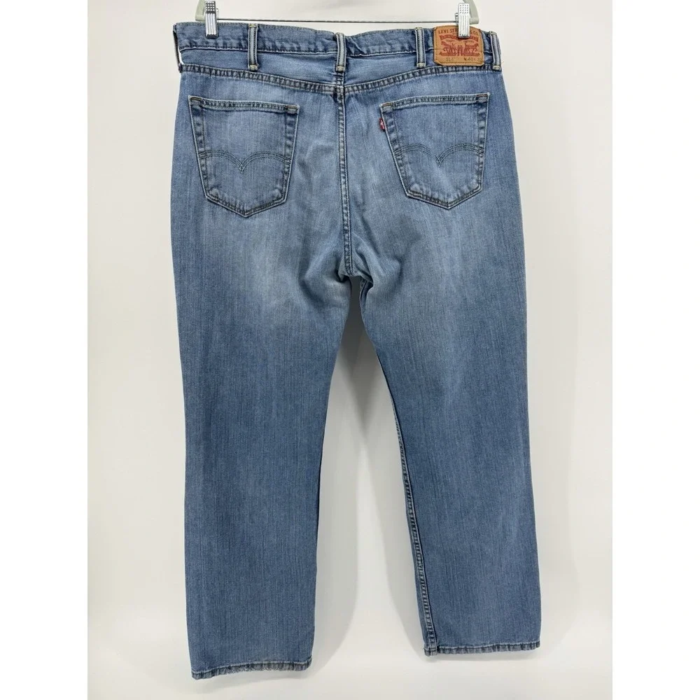 Levi's 514 Size 40x32 Blue Denim Jeans‎ Regular Straight Leg Distressed Red Tab